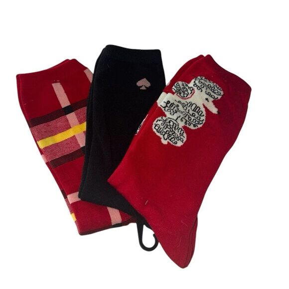 KATE SPADE ♠️ THREE PAIRS DIFF CREW SOCKS FOR WOMEN OS NWT POODLE HEART STRIPES - Picture 1 of 3